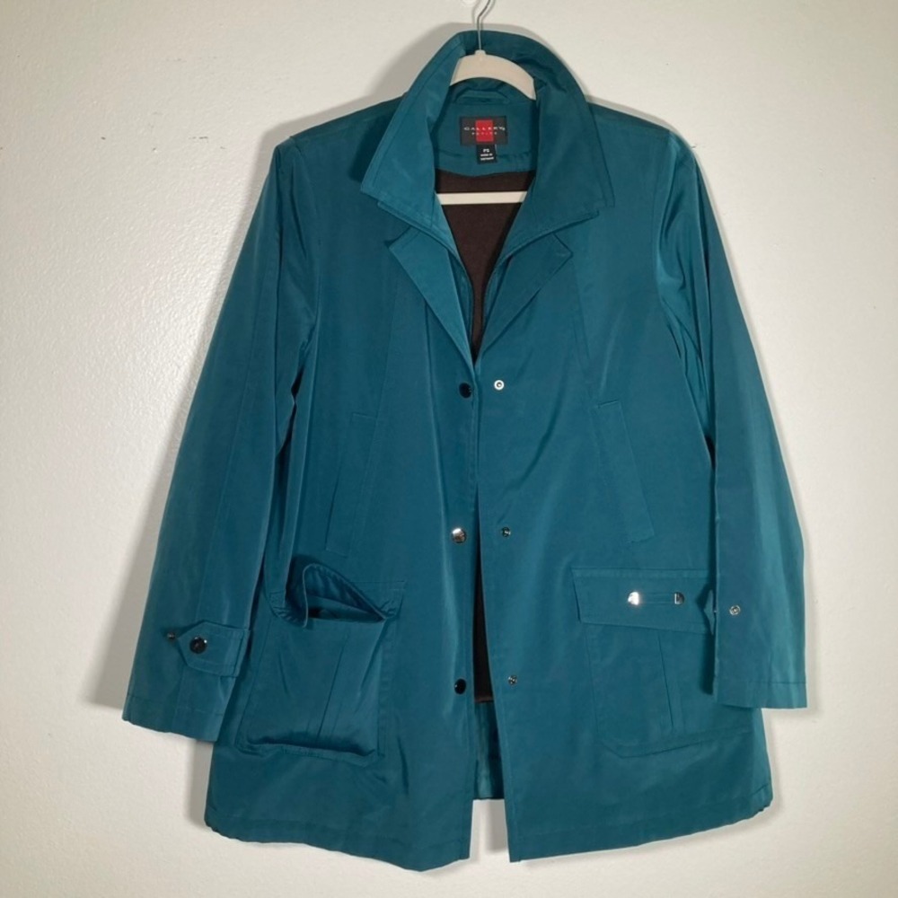 Gallery Petite PS Teal Blue All Weather Coat Removable Fleece Liner 13844 P PS